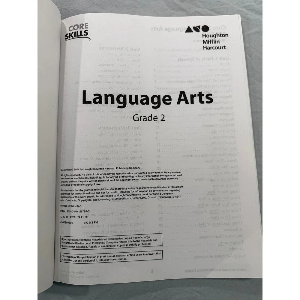 Houghton Mifflin Harcourt Core Skills Language Arts Grade 2 Workbook